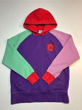 Teddy Fresh Classic Color Block Patchwork Hoodie Purple Mint Pink Red